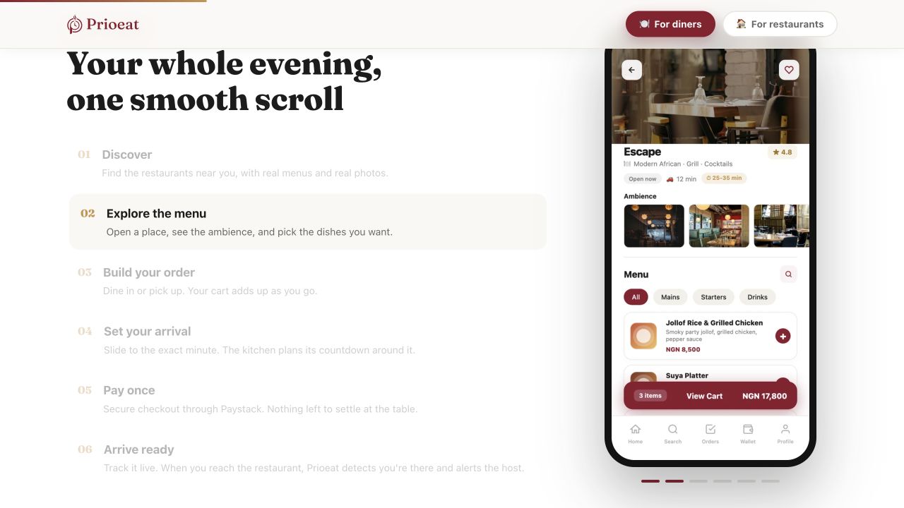 Prioeat public website preview