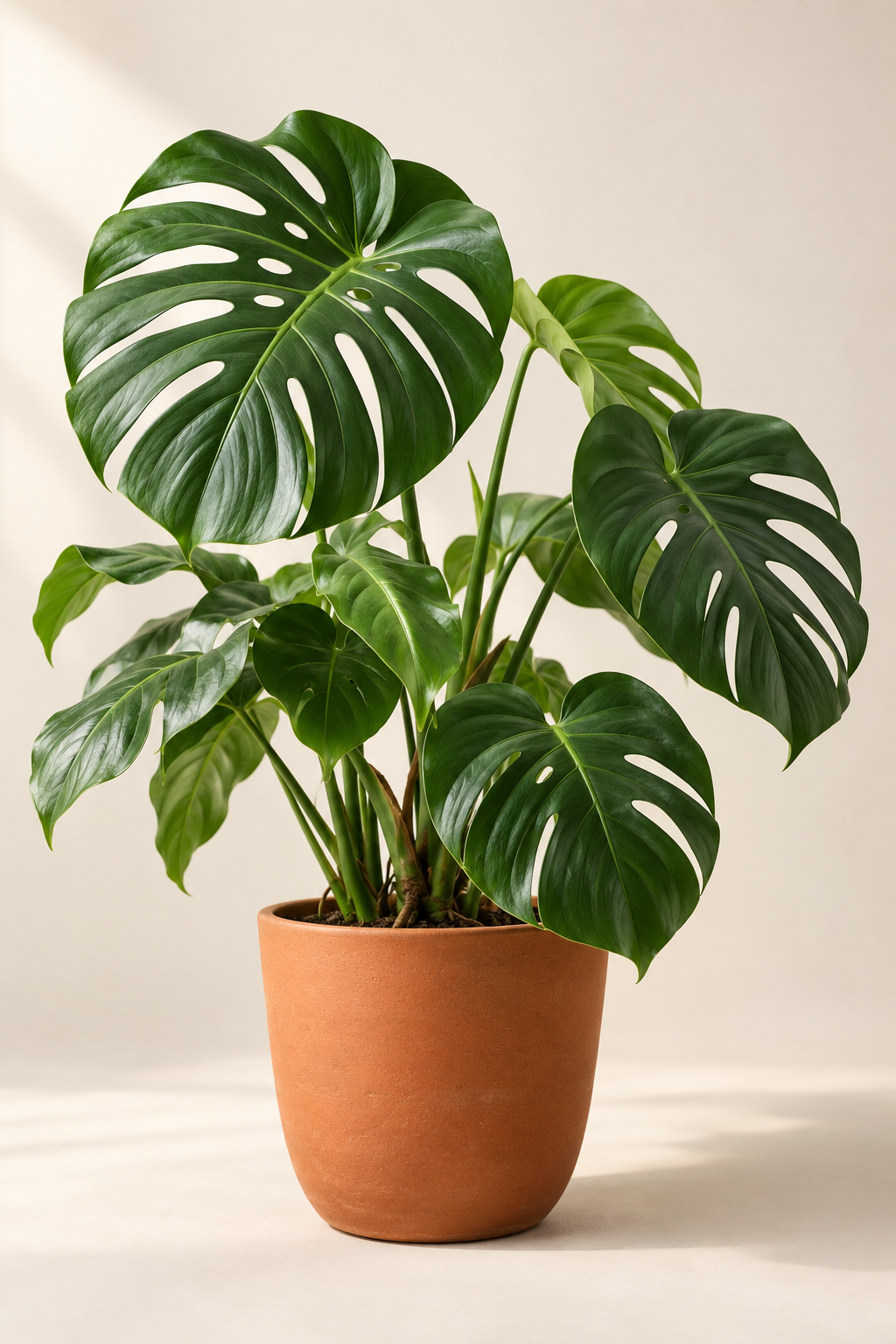 Monstera plant in a terracotta pot, illustrative product